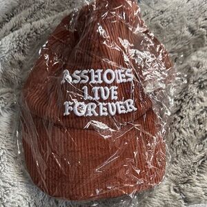 Brown Corduroy Cap with White Embroidery